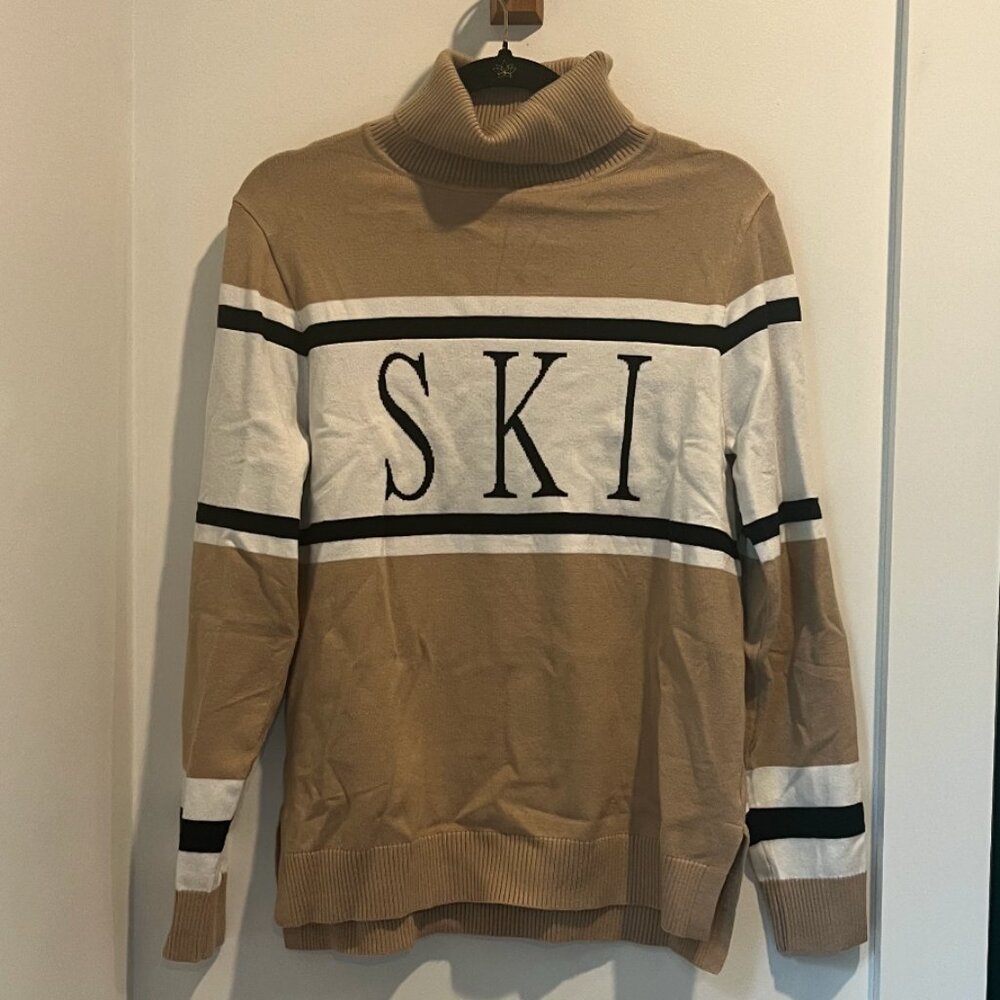 Turtleneck Sweater Colorblock Pullover Tight Knit Ski Sweaters Thermal Shirts Wi